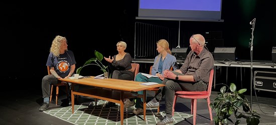 Panel om klimarettferdighet med Julie Forchhammer, Farah Ahmed, Penelope Lea og Lars Haltbrekken. Foto: Ingrid Rognes Solbu